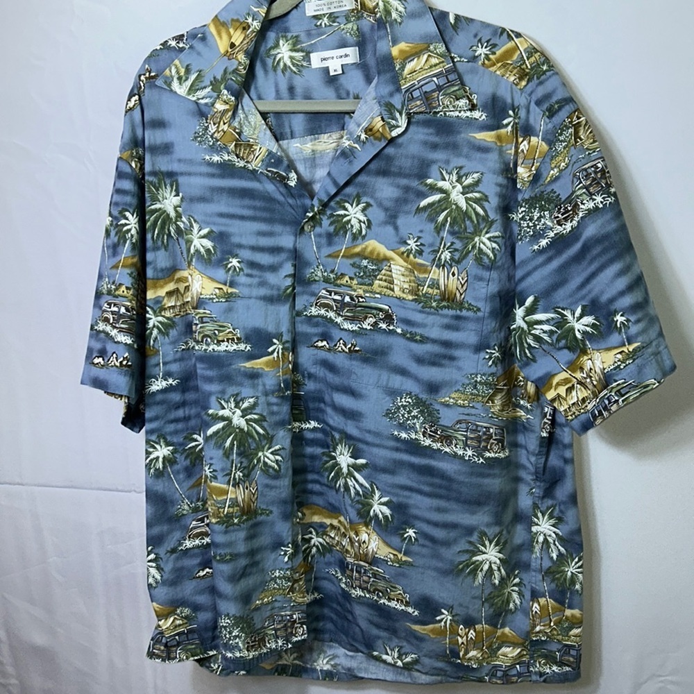 Pierre Cardin Light Blue Tropical Shirt Size XL Like New Front Pocket